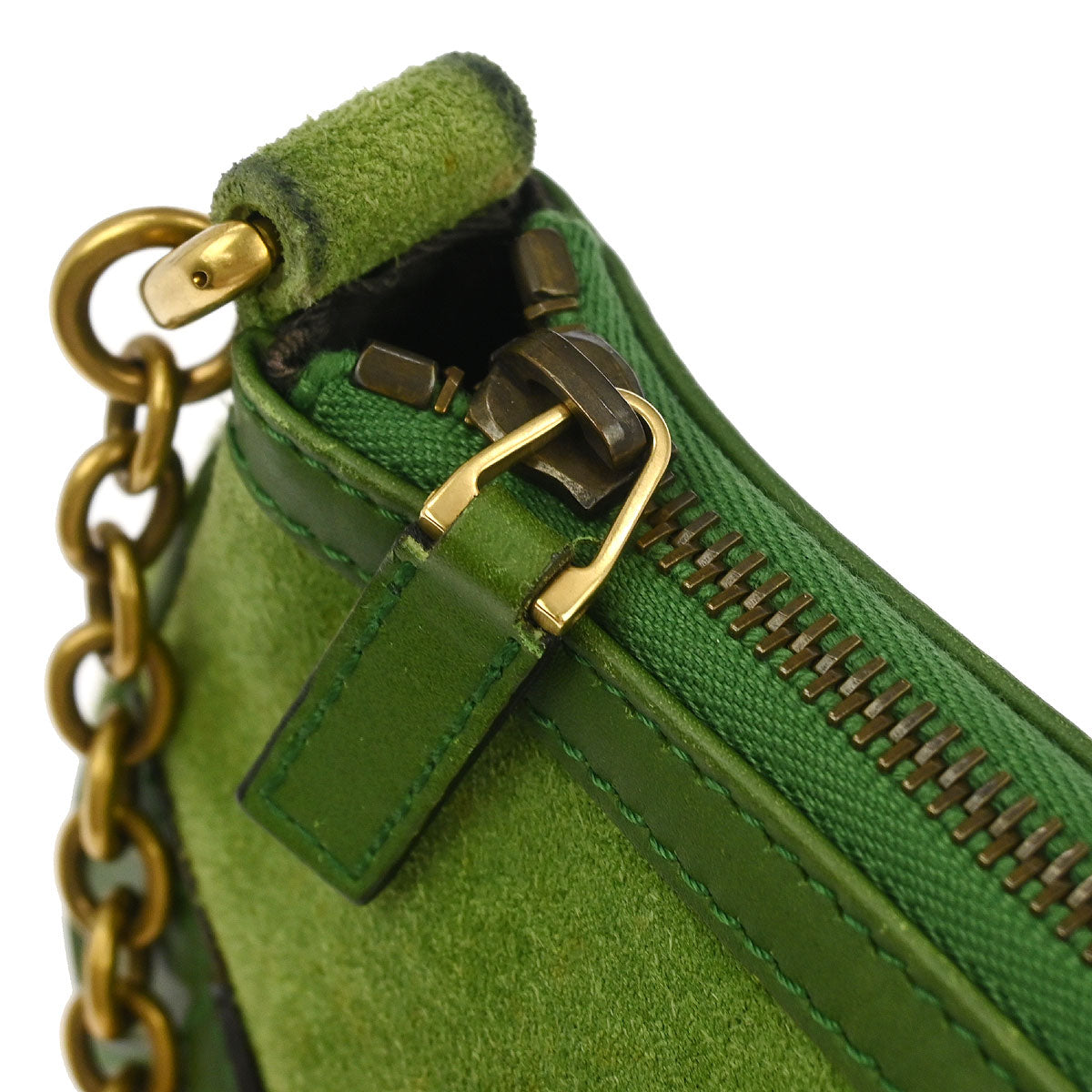 Gucci Green Suede GG Handbag