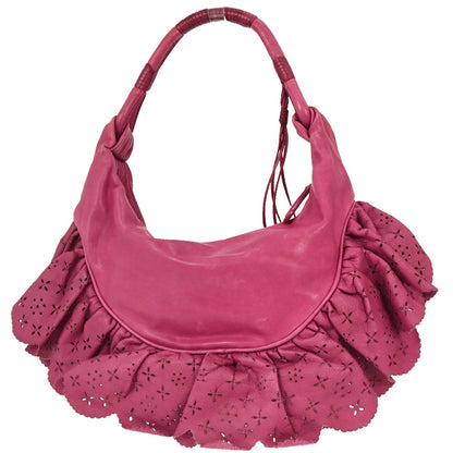 Christian Dior Pink Leather Gypsy Ruffle Hobo Handbag