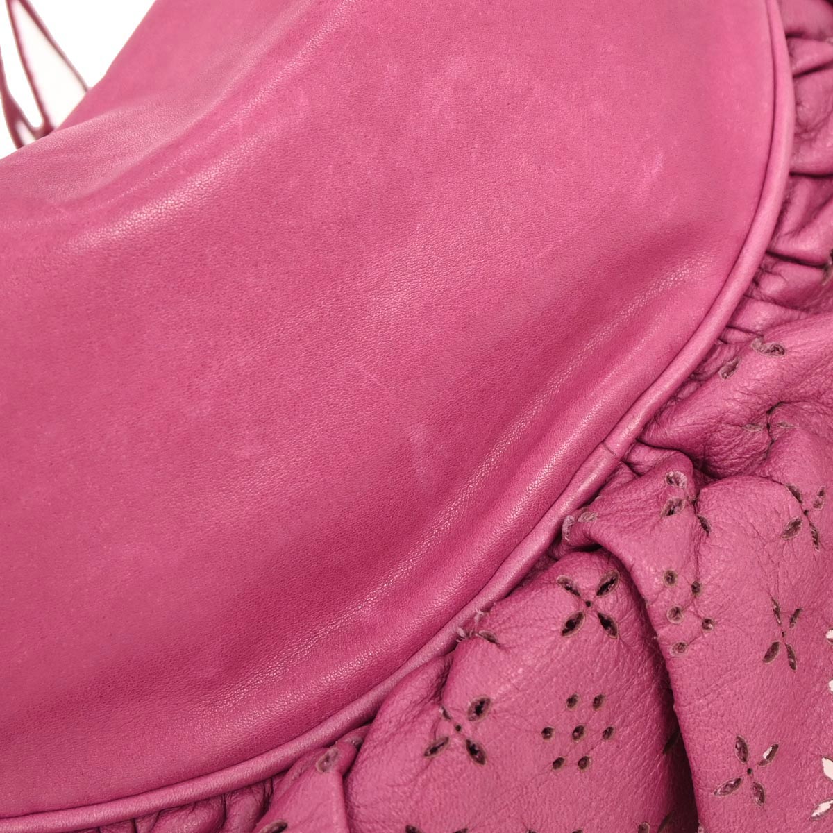 Christian Dior Pink Leather Gypsy Ruffle Hobo Handbag