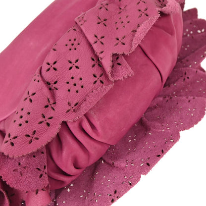 Christian Dior Pink Leather Gypsy Ruffle Hobo Handbag