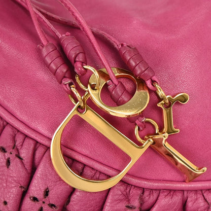 Christian Dior Pink Leather Gypsy Ruffle Hobo Handbag