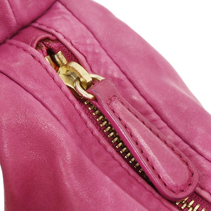 Christian Dior Pink Leather Gypsy Ruffle Hobo Handbag
