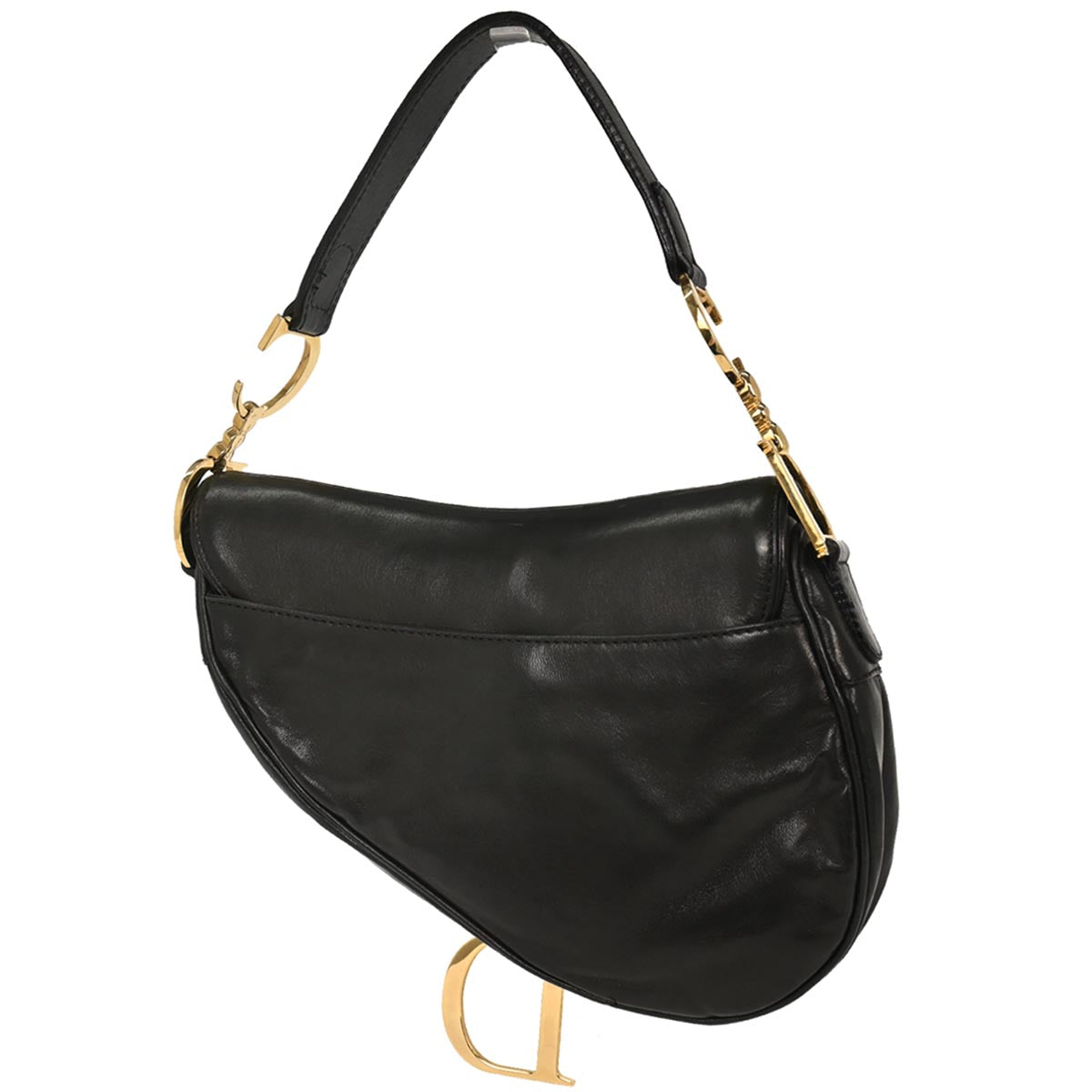 Christian Dior Black Leather Saddle Handbag