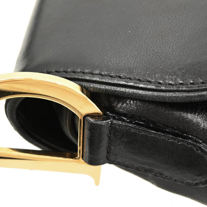 Christian Dior Black Leather Saddle Handbag