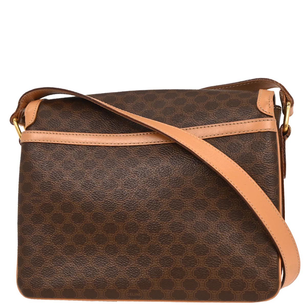 Celine Brown PVC Macadam Shoulder Bag