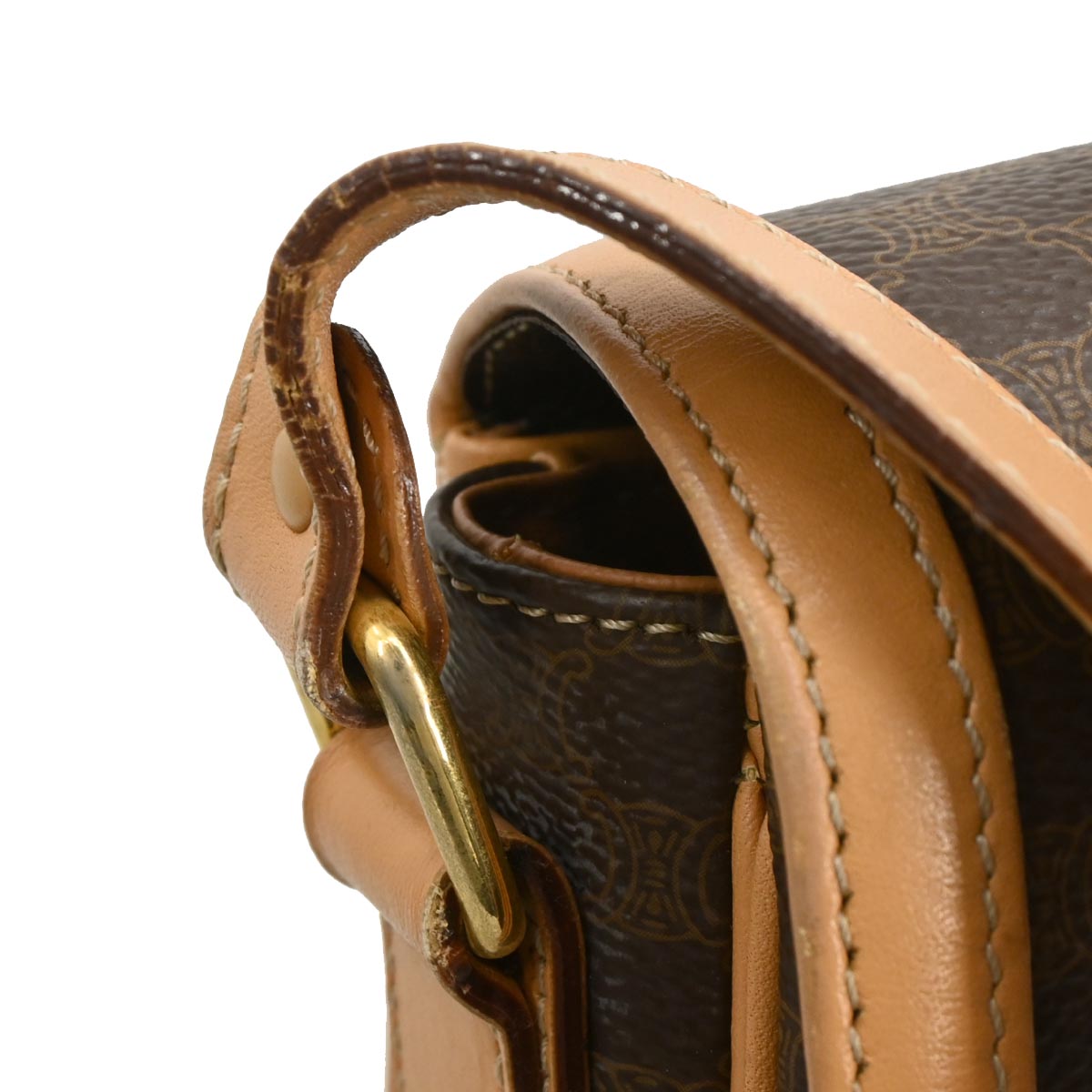 Celine Brown PVC Macadam Shoulder Bag