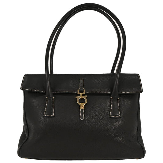 Salvatore Ferragamo Black Leather Gancini Handbag