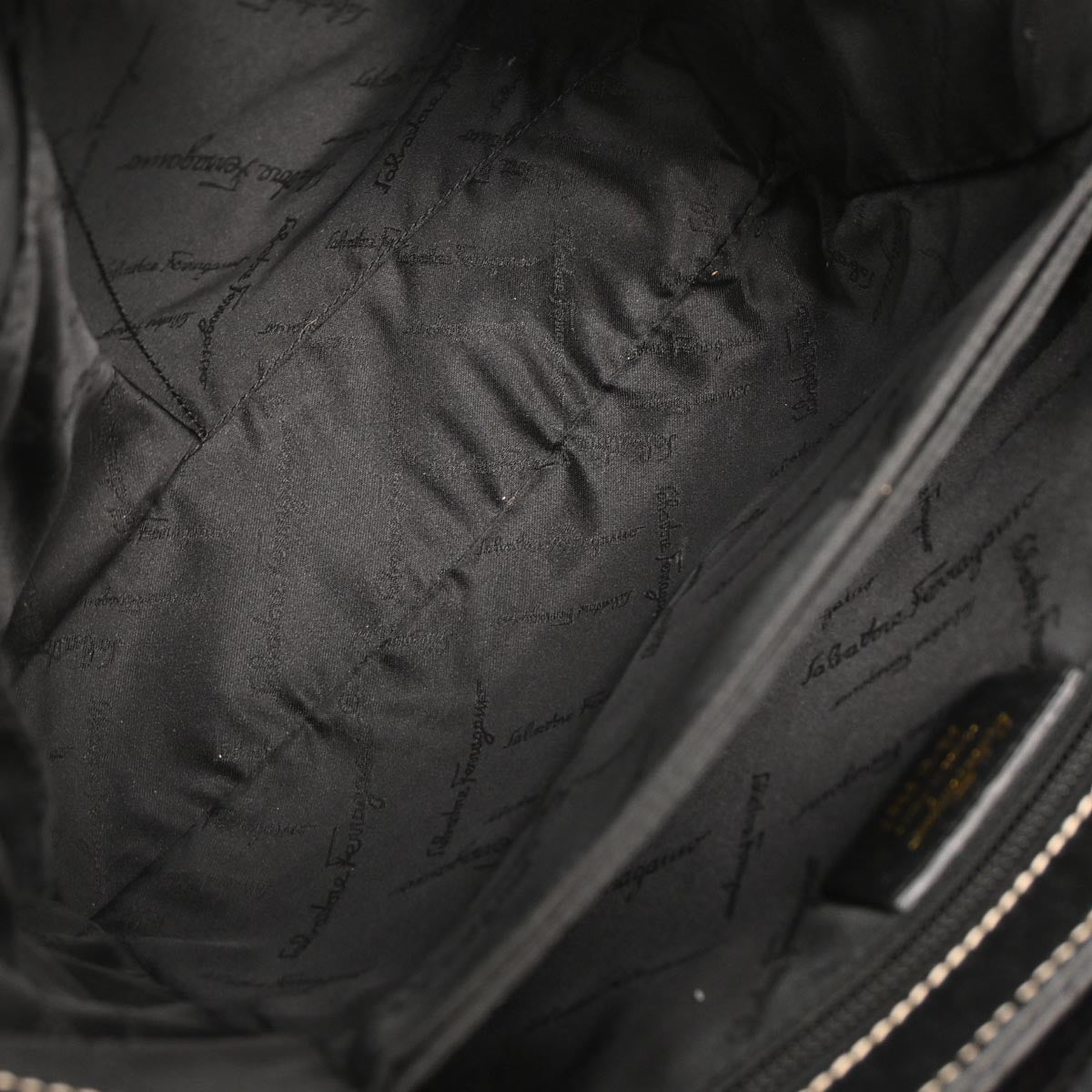 Salvatore Ferragamo Black Leather Gancini Handbag