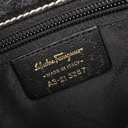 Salvatore Ferragamo Black Leather Gancini Handbag
