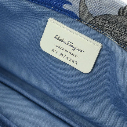 Salvatore Ferragamo Blue PVC Gancini Fish Print Handbag