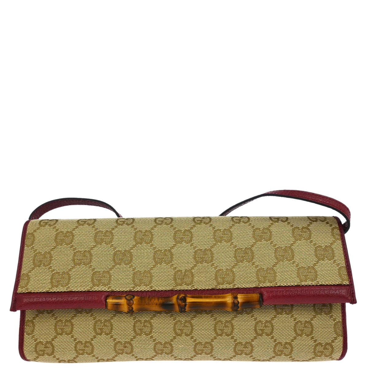 Gucci Beige Canvas Bamboo GG Shoulder Bag
