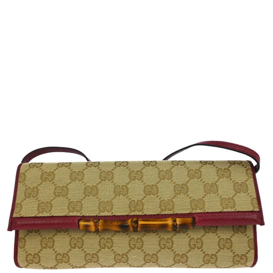 Gucci Beige Canvas Bamboo GG Shoulder Bag