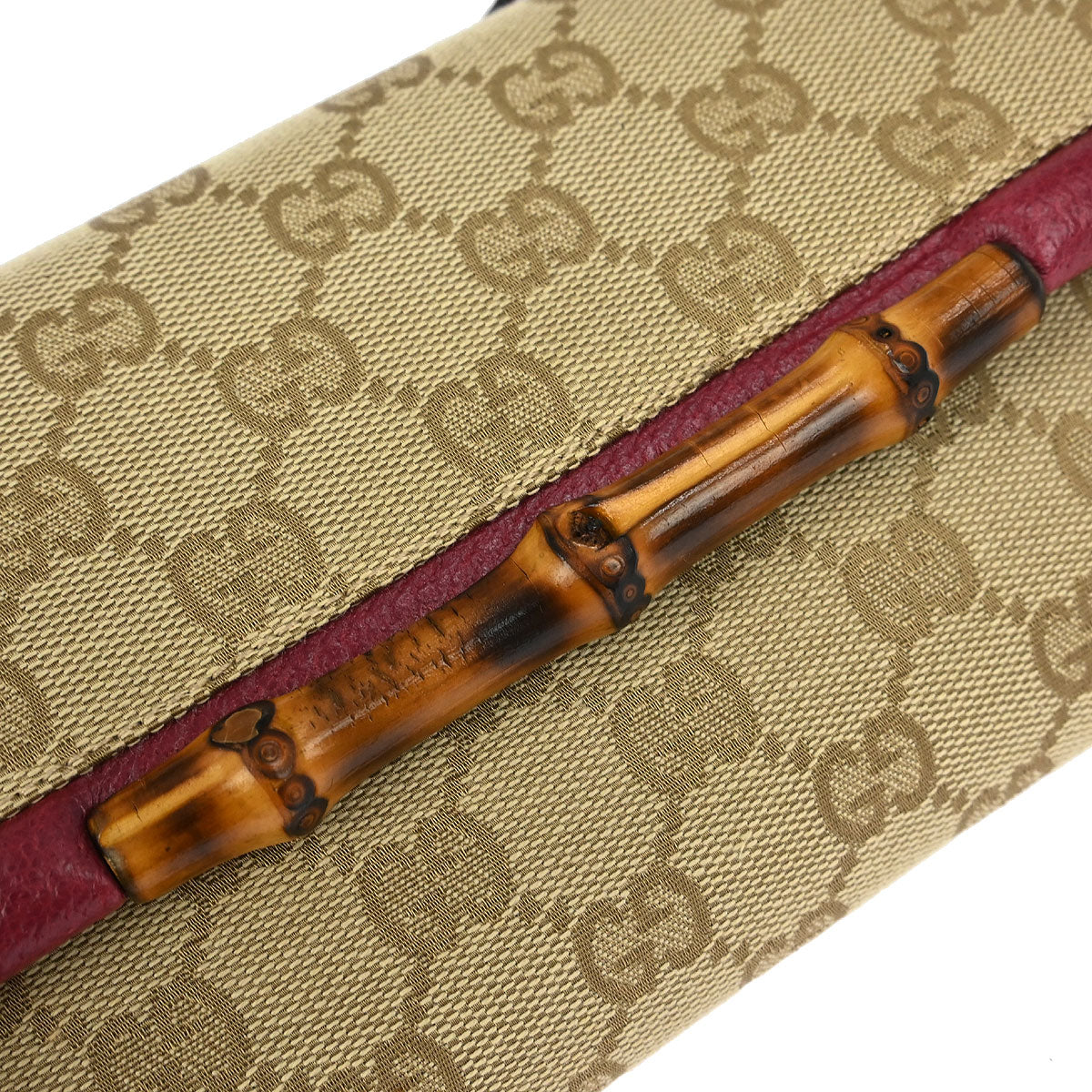 Gucci Beige Canvas Bamboo GG Shoulder Bag
