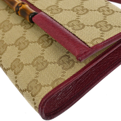 Gucci Beige Canvas Bamboo GG Shoulder Bag