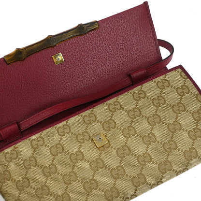 Gucci Beige Canvas Bamboo GG Shoulder Bag