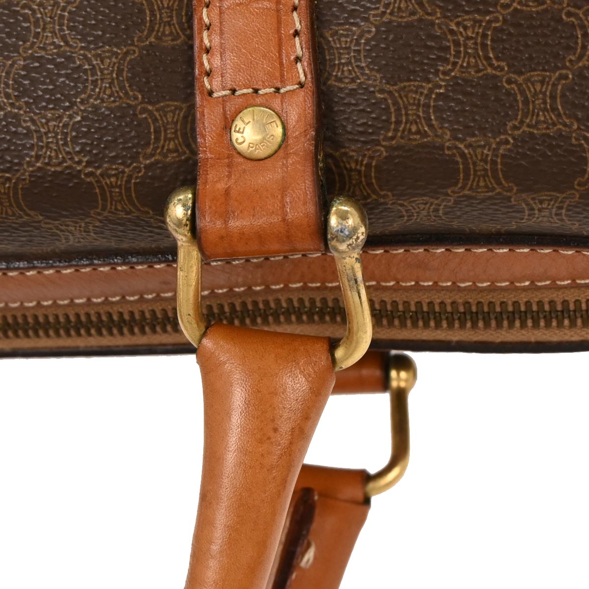 Celine Brown PVC Macadam Duffle Handbag