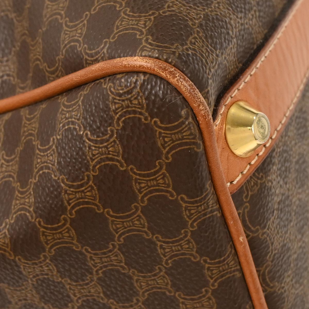 Celine Brown PVC Macadam Duffle Handbag