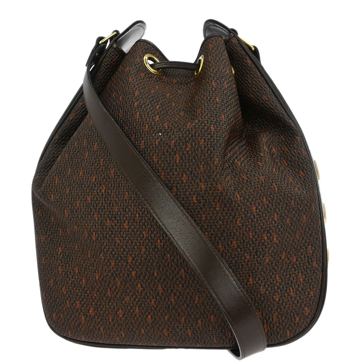 Yves Saint Laurent Brown PVC Bucket Drawstring Shoulder Bag