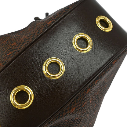 Yves Saint Laurent Brown PVC Bucket Drawstring Shoulder Bag