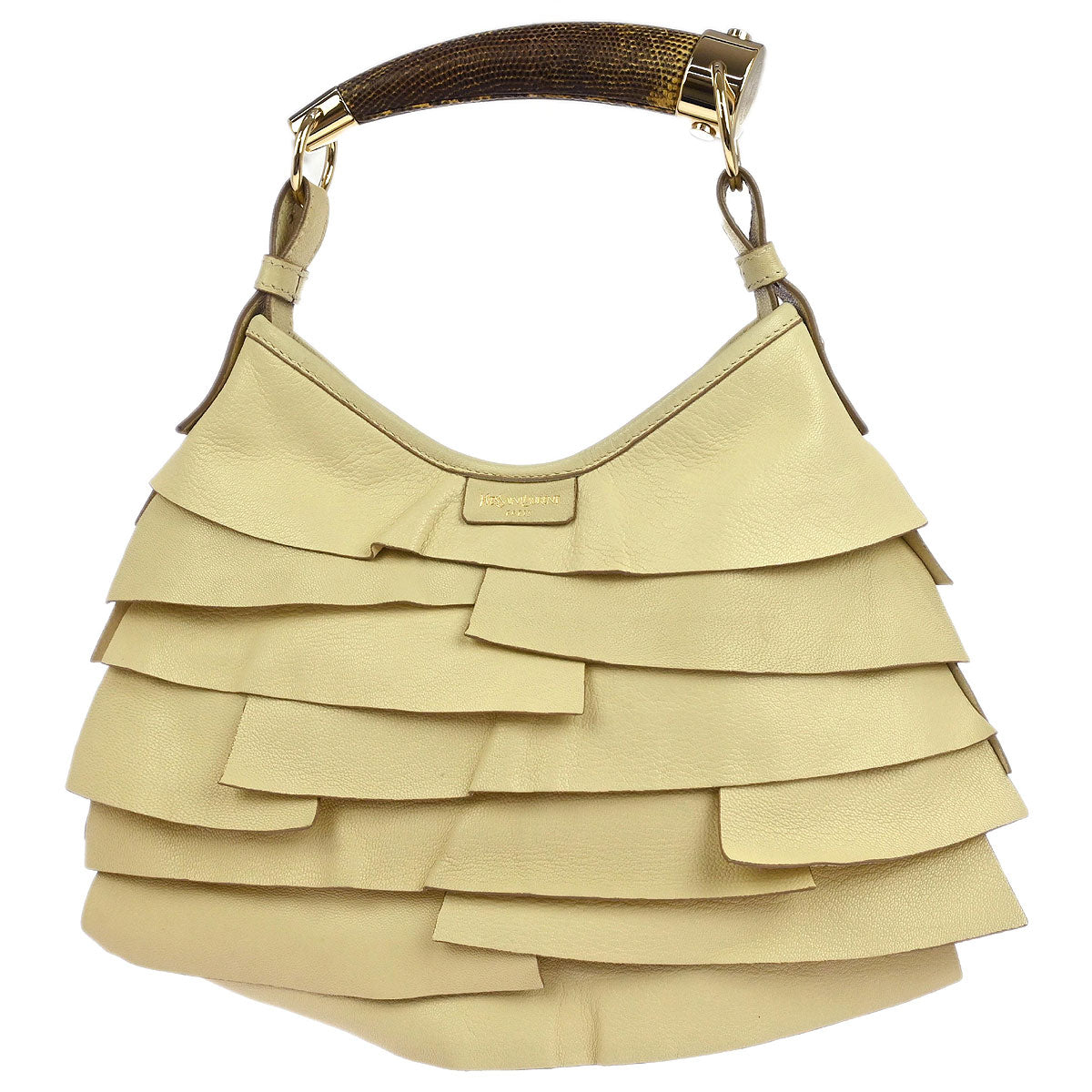 Yves Saint Laurent * Off-white Lizard Mombasa Handbag