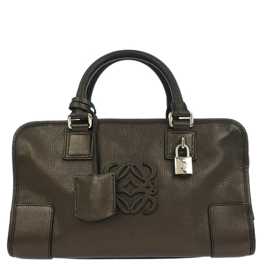 Loewe Metallic Brown Leather Amazona 28 Handbag