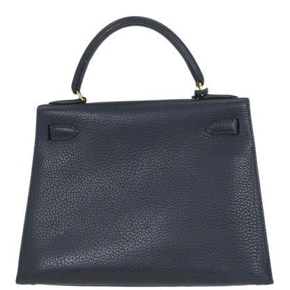 Hermes Blue Indigo Ardennes Kelly 28 Sellier Handbag