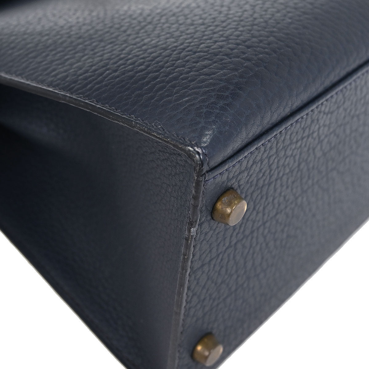 Hermes Blue Indigo Ardennes Kelly 28 Sellier Handbag