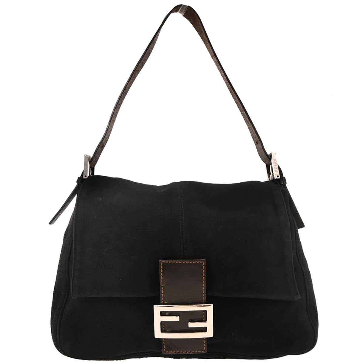 Fendi Black Suede Mamma Baguette Handbag