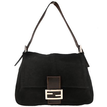 Fendi Black Suede Mamma Baguette Handbag