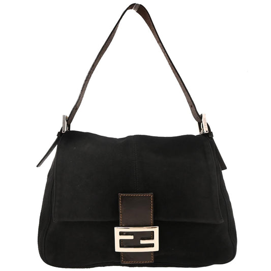 Fendi Black Suede Mamma Baguette Handbag