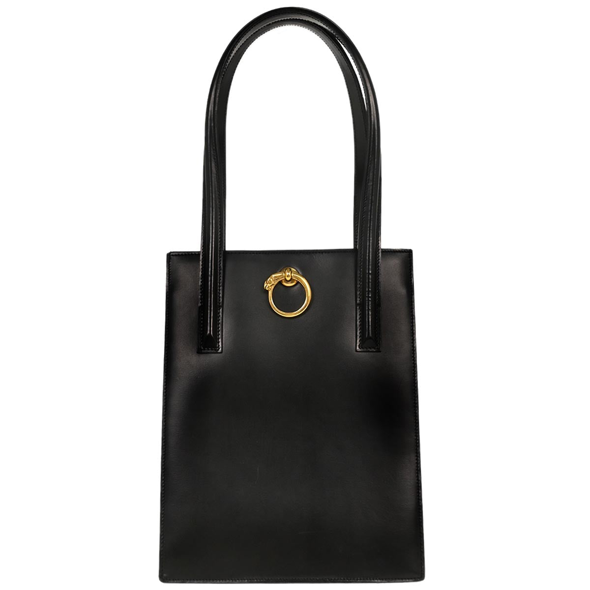 Cartier Black Leather Panthere Tote Handbag