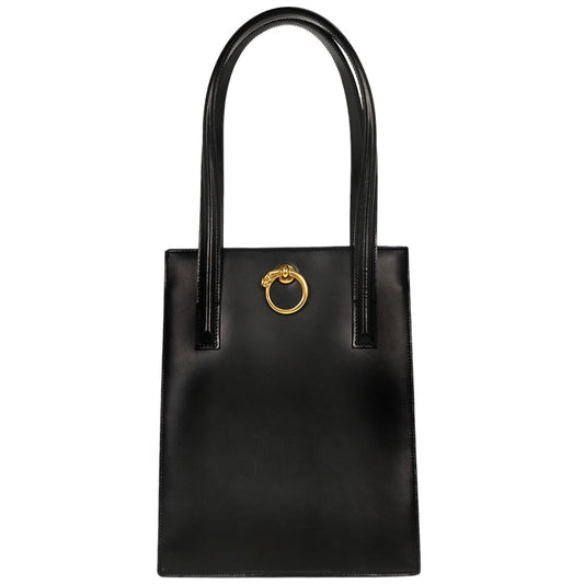 Cartier Black Leather Panthere Tote Handbag