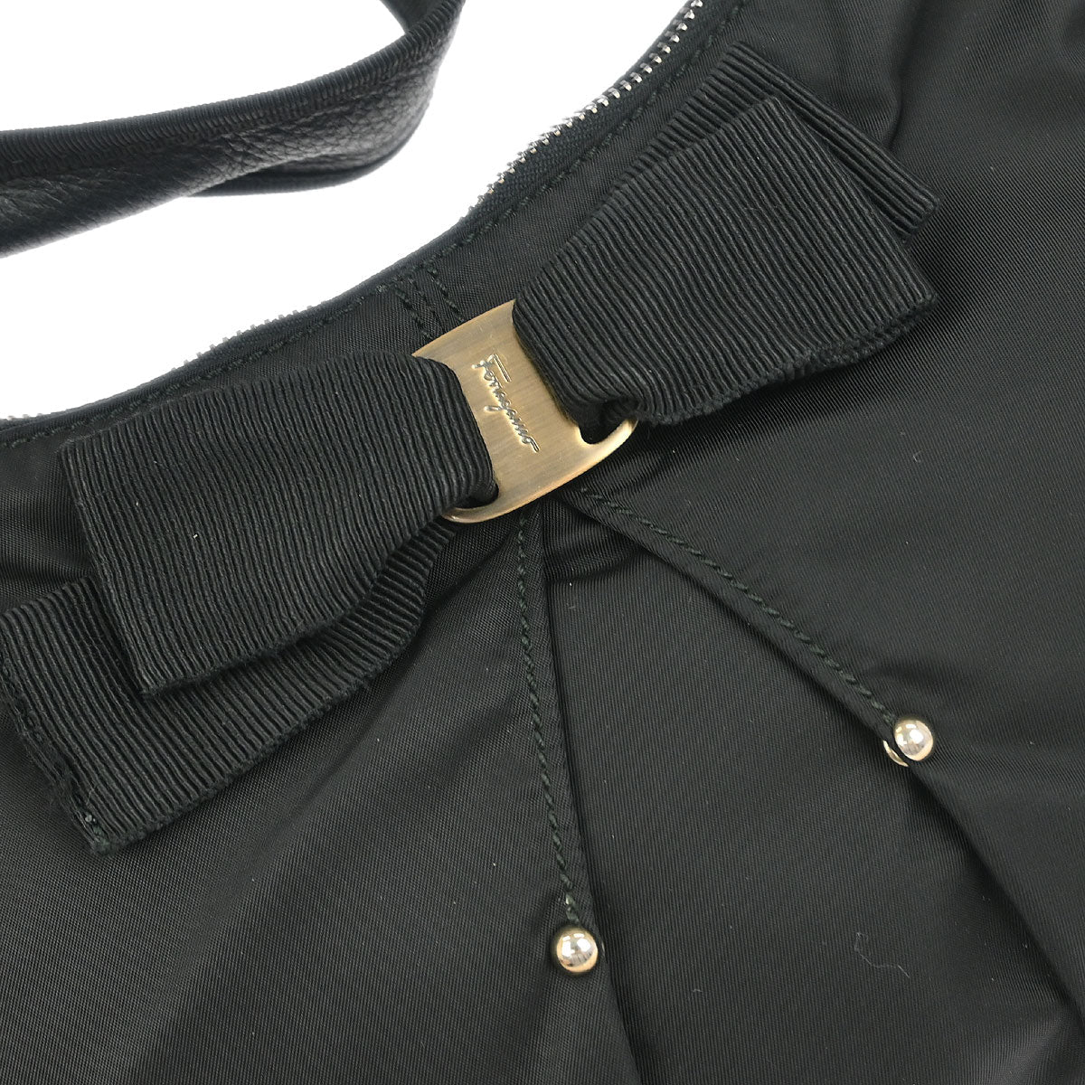 Salvatore Ferragamo Black Nylon Vara Bow Handbag