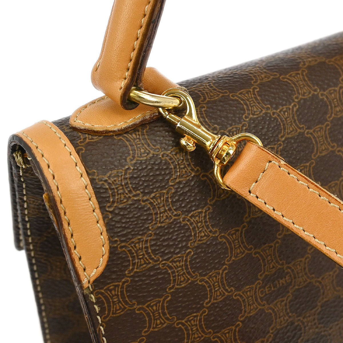 Celine Brown Macadam 2way Shoulder Handbag