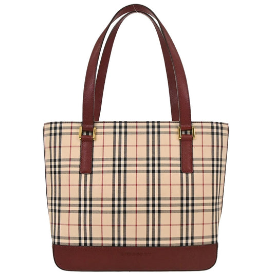 Burberry Beige Canvas Burberry Check Tote Handbag