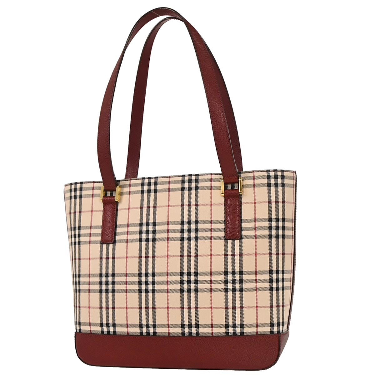Burberry Beige Canvas Burberry Check Tote Handbag