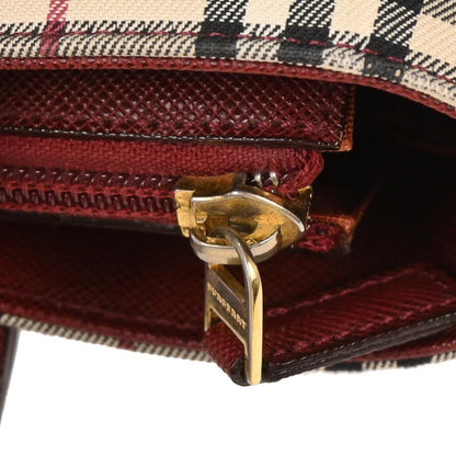 Burberry Beige Canvas Burberry Check Tote Handbag