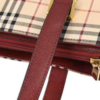 Burberry Beige Canvas Burberry Check Tote Handbag