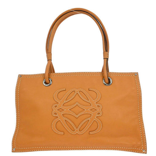 Loewe * Brown Leather Anagram Tote Handbag