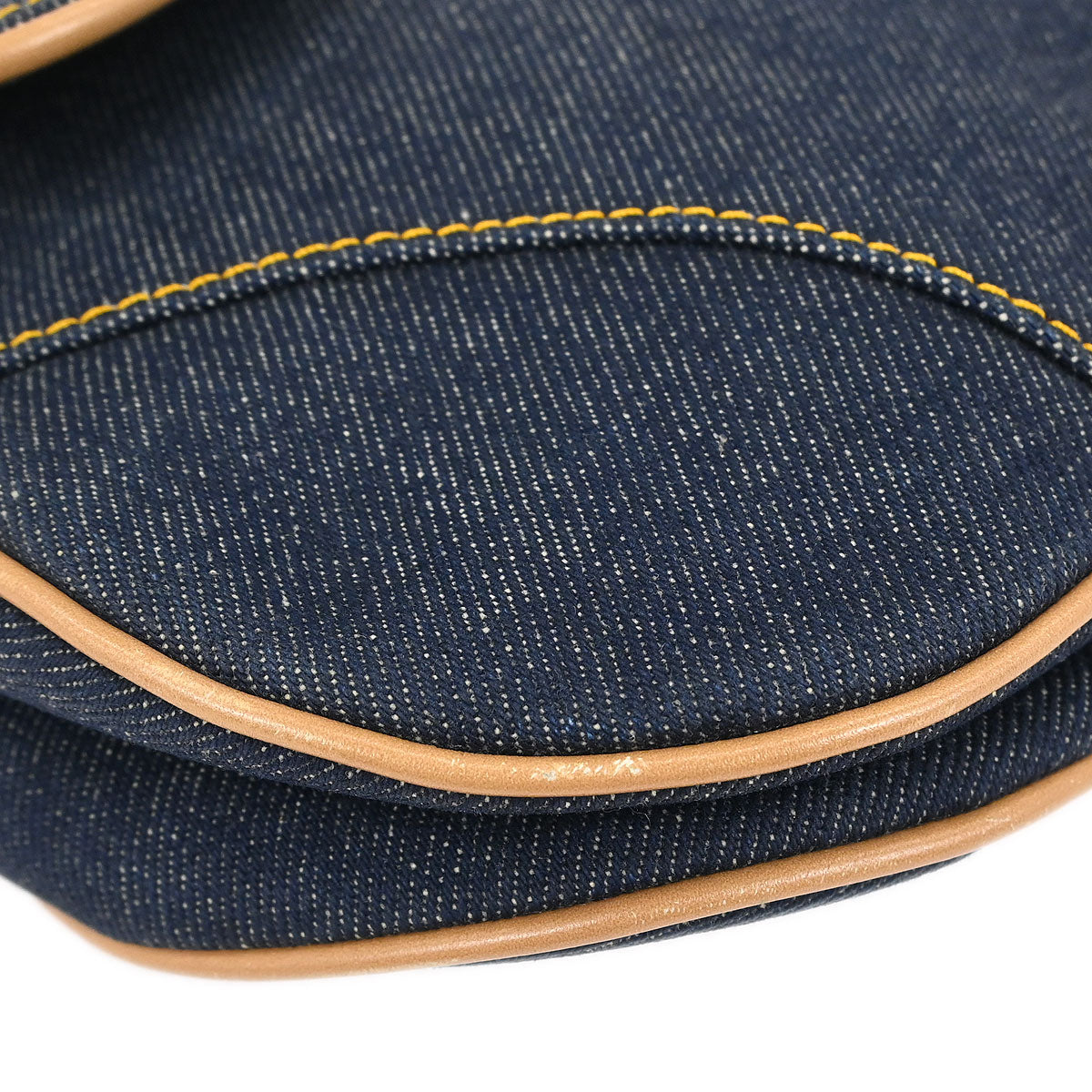 Christian Dior Navy Beige Denim Saddle Handbag