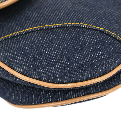Christian Dior Navy Beige Denim Saddle Handbag