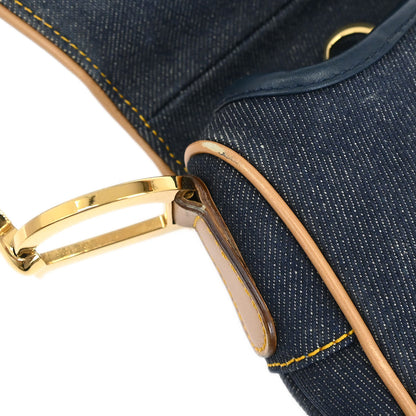 Christian Dior Navy Beige Denim Saddle Handbag