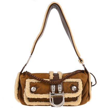 Christian Dior Brown Mouton Flight Shearling Handbag