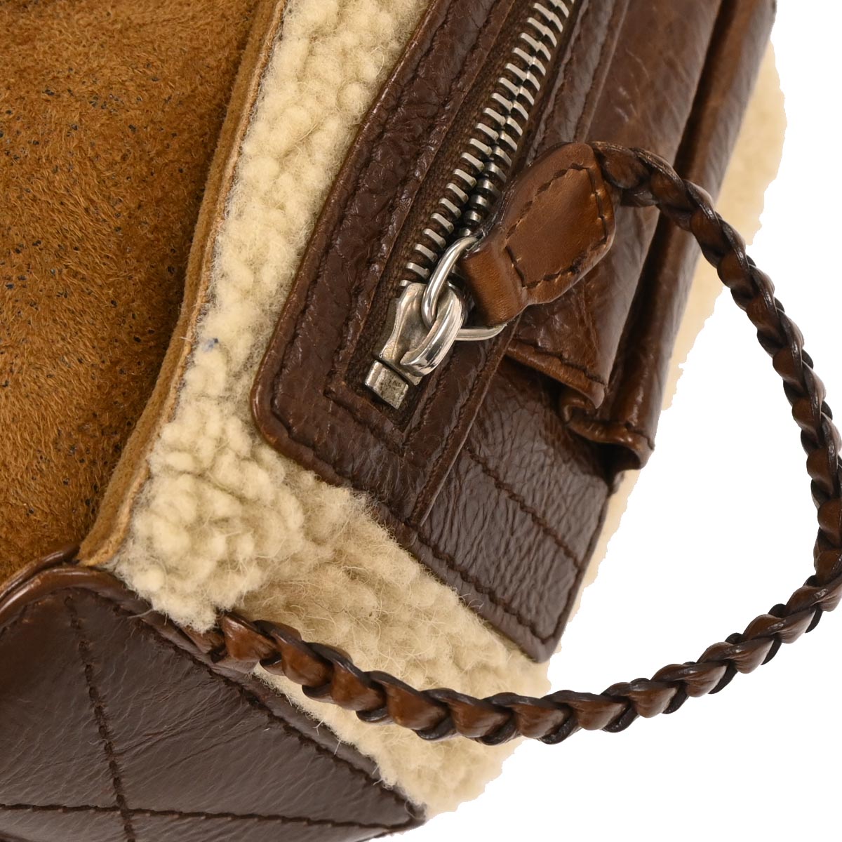 Christian Dior Brown Mouton Flight Shearling Handbag