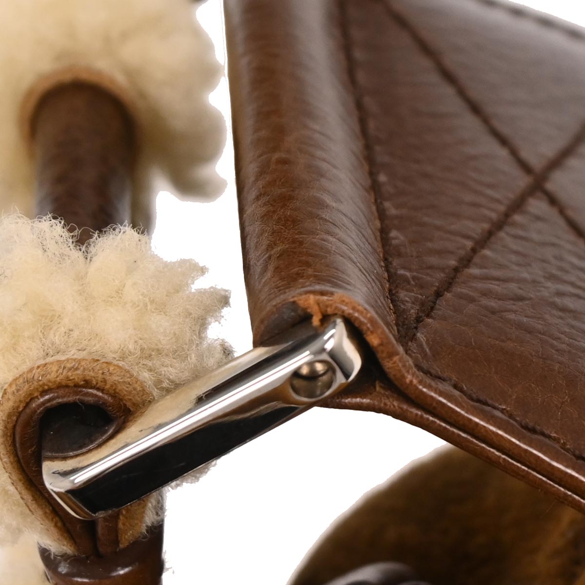 Christian Dior Brown Mouton Flight Shearling Handbag