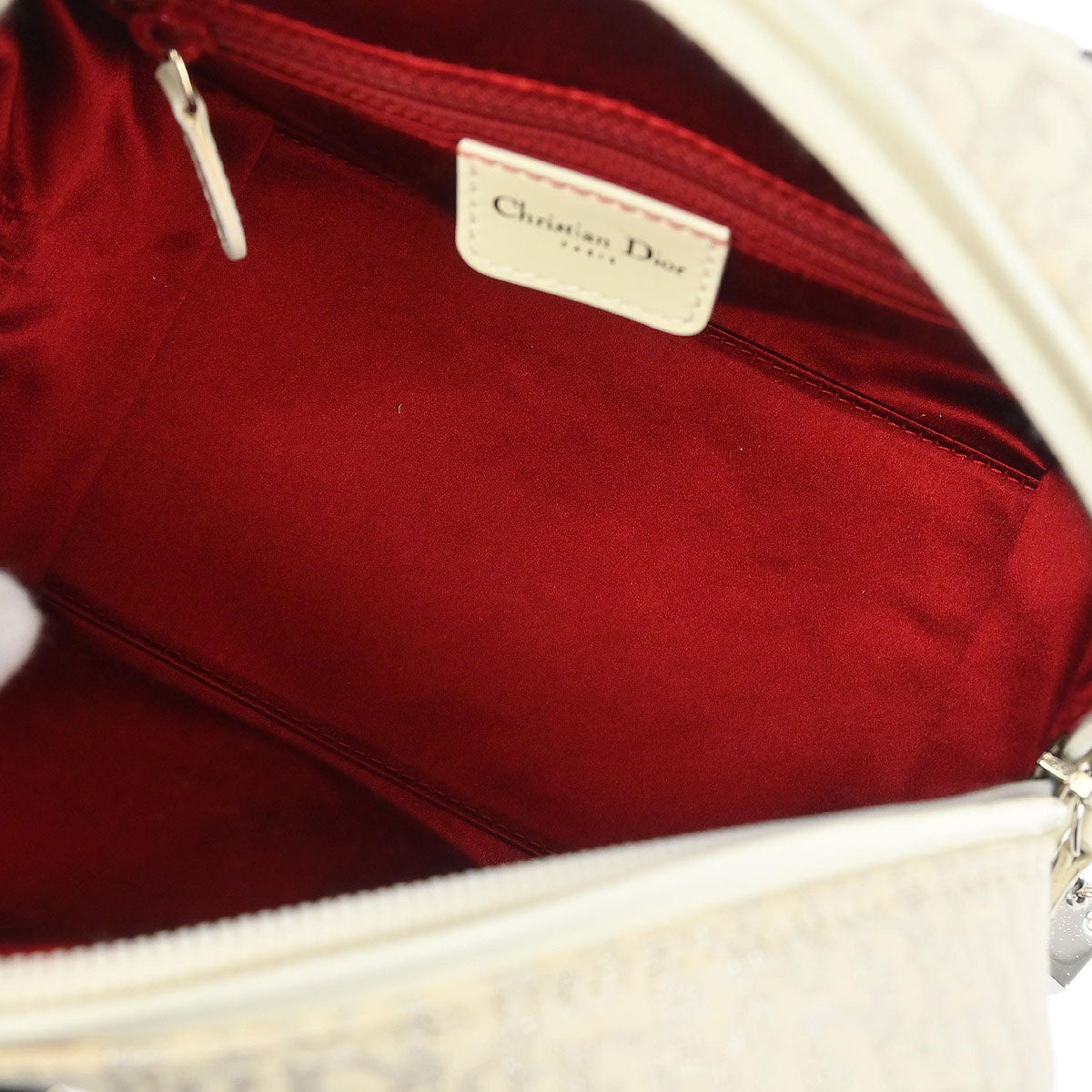 Christian Dior White Gambler Dice Trotter Handbag