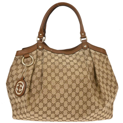 Gucci Beige Canvas GG Tote Handbag