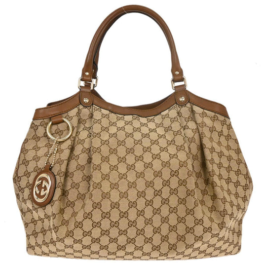 Gucci Beige Canvas GG Tote Handbag