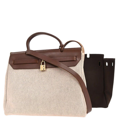 Hermes Beige Brown Toile H Officier Herbag PM 2 in 1 Handbag