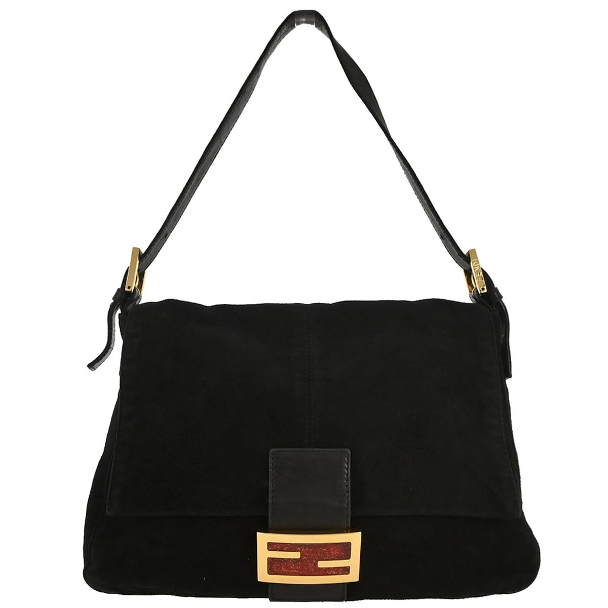 Fendi Black Suede Mamma Baguette Handbag